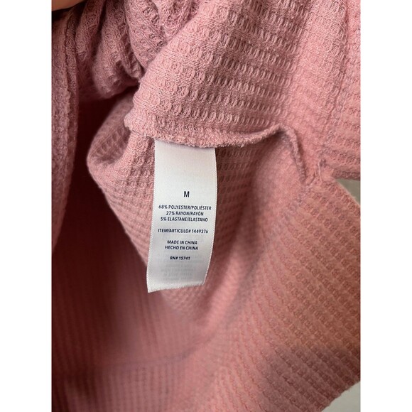 Splendid Sweater Womens Medium Pink Waffle Knit Thermal Crewneck Pullover Top - Picture 3 of 6